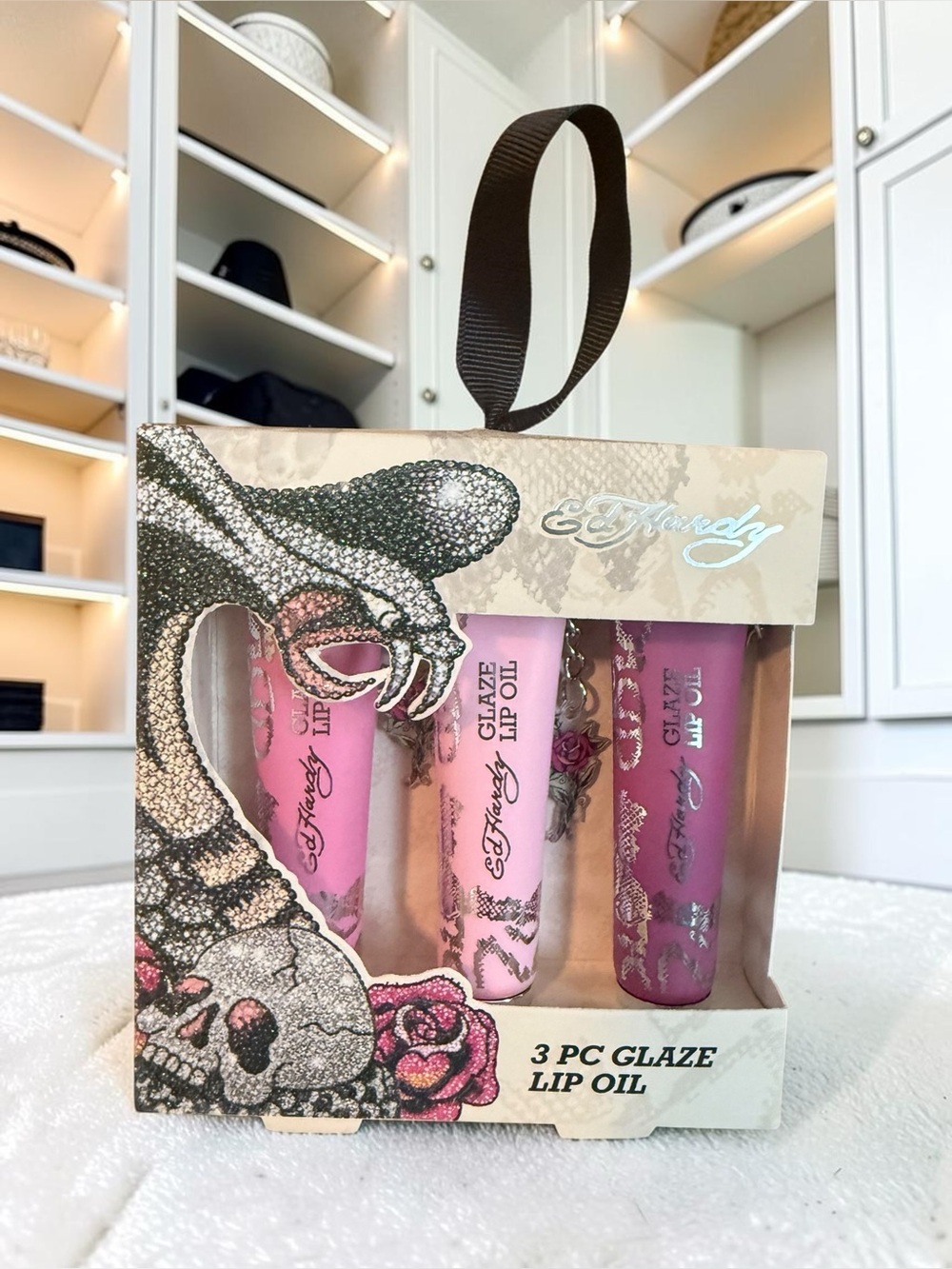 Ed Hardy Pink Trio Glaze Lip Oil Set